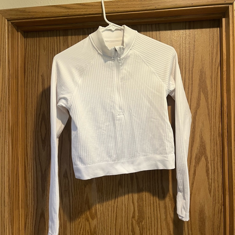 Lululemon Athletica White Long Sleeve Ribbed Top